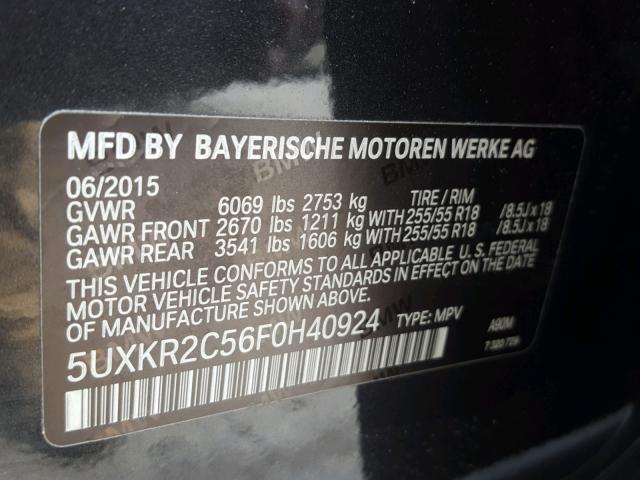 5UXKR2C56F0H40924 - 2015 BMW X5 SDRIVE3 BLUE photo 10