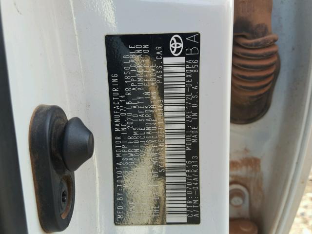 5YFBPRHE2EP170169 - 2014 TOYOTA COROLLA EC 白色 照片 10