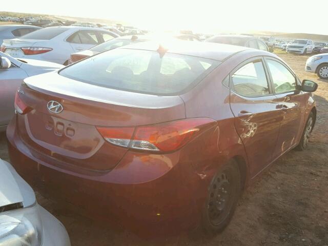 5NPDH4AE1DH223104 - 2013 HYUNDAI ELANTRA MAROON photo 4