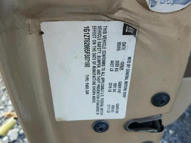 1G1ZT62865F307190 - 2005 CHEVROLET MALIBU MAX 金色 照片 10