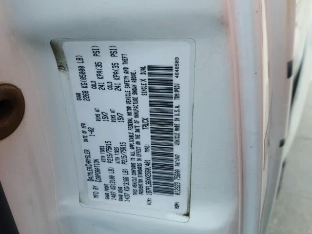 1B7FL36XX2S601401 - 2002 DODGE DAKOTA SPO WHITE photo 10