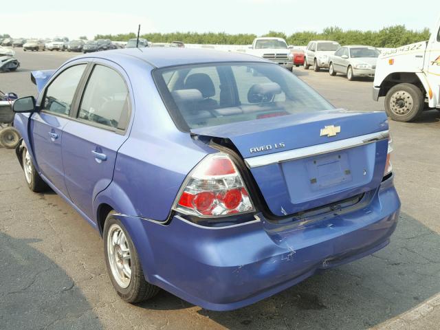 KL1TD56E79B367228 - 2009 CHEVROLET AVEO LS BLUE photo 3