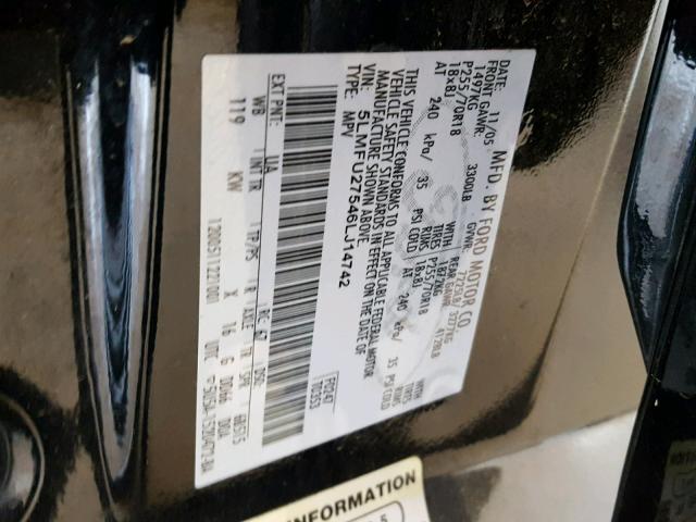 5LMFU27546LJ14742 - 2006 LINCOLN NAVIGATOR Czarny zdjęcie 10