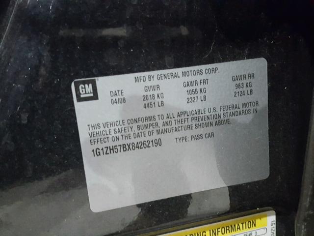 1G1ZH57BX84262190 - 2008 CHEVROLET MALIBU 1LT შავი ფოტო 10