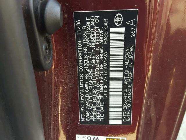 JTKDE177370193923 - 2007 TOYOTA SCION TC 栗色 照片 10