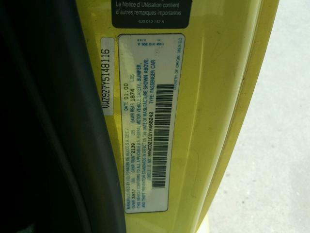 3VWCD21C0YM468242 - 2000 VOLKSWAGEN NEW BEETLE Sarı foto 10