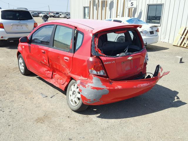 KL1TD62635B317103 - 2005 CHEVROLET AVEO BASE Czerwony zdjęcie 3