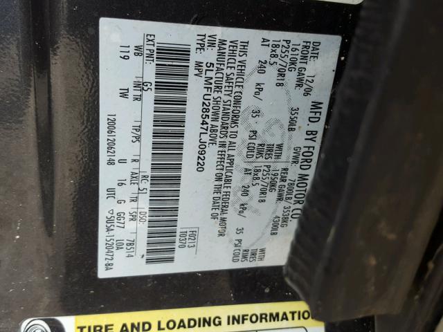 5LMFU28547LJ09220 - 2007 LINCOLN NAVIGATOR CHARCOAL photo 10