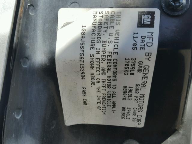 1G8AJ55F56Z153984 - 2006 SATURN ION LEVEL SILVER photo 10