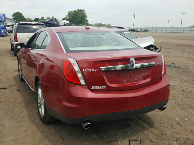 1LNHM93R09G628338 - 2009 LINCOLN MKS RED photo 3