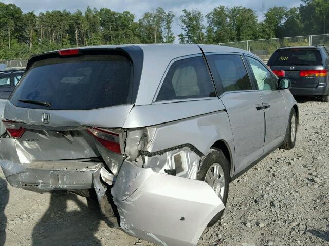 5FNRL5H25DB072904 - 2013 HONDA ODYSSEY LX SILVER photo 4