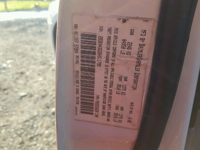 2B3KA43G26H511799 - 2006 DODGE CHARGER SE WHITE photo 10