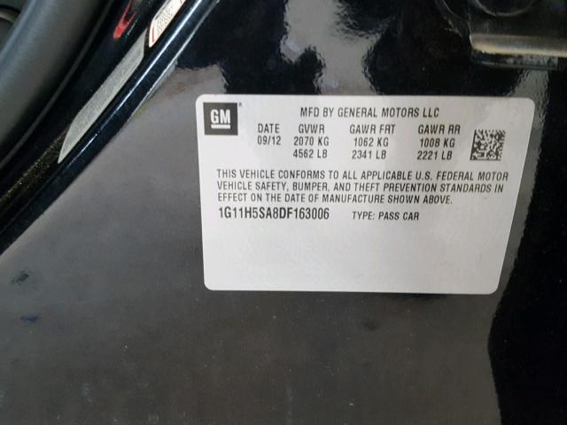 1G11H5SA8DF163006 - 2013 CHEVROLET MALIBU LTZ 黑色 照片 10