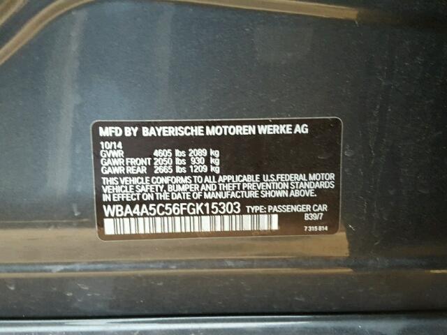 WBA4A5C56FGK15303 - 2015 BMW 428 I GRAY photo 10