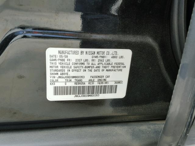 JNKAJ09E09M900353 - 2009 INFINITI EX35 BASE BLACK photo 10