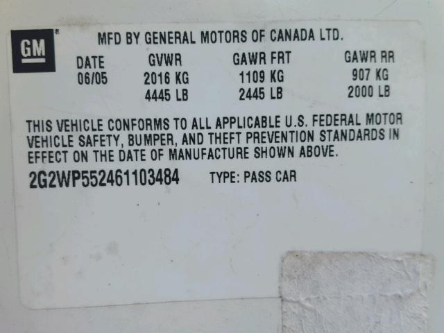 2G2WP552461103484 - 2006 PONTIAC GRAND PRIX Ağ foto 10