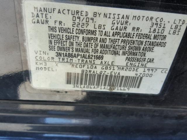 3N1AB6AP1AL621669 - 2010 NISSAN SENTRA 2.0 BLACK photo 10