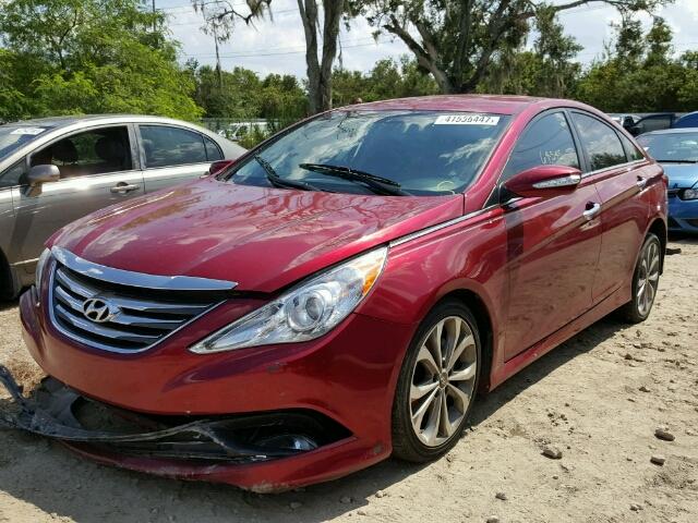 5NPEC4AC8EH853351 - 2014 HYUNDAI SONATA SE RED photo 2