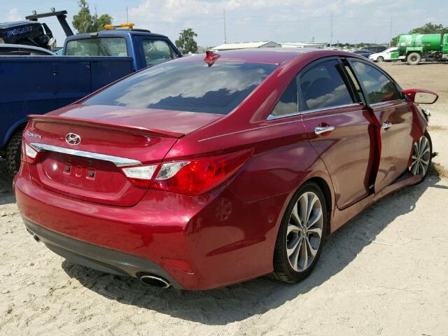 5NPEC4AC8EH853351 - 2014 HYUNDAI SONATA SE RED photo 4