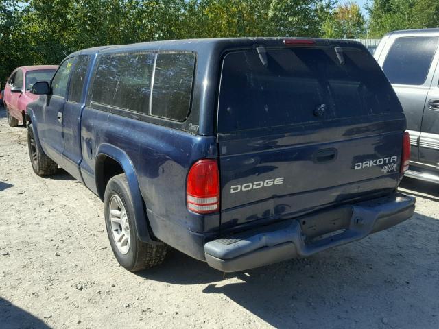 1D7GL12K14S537230 - 2004 DODGE DAKOTA SXT BLUE photo 3