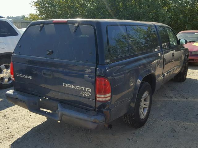 1D7GL12K14S537230 - 2004 DODGE DAKOTA SXT BLUE photo 4