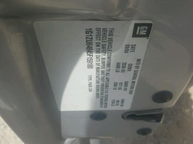 1G1ZU64845F159180 - 2005 CHEVROLET MALIBU MAX 银色 照片 10