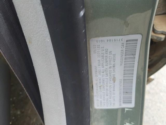 WVWWH63B53E147652 - 2003 VOLKSWAGEN PASSAT GLX GREEN photo 10