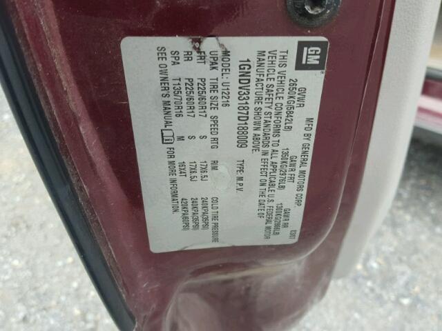 1GNDV33187D188009 - 2007 CHEVROLET UPLANDER L 栗色 照片 10