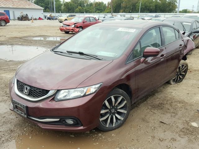 19XFB2F90FE031805 - 2015 HONDA CIVIC EXL BURGUNDY photo 2