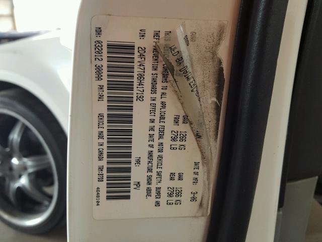 2D4FV47T06H417192 - 2006 DODGE MAGNUM SE WHITE photo 10