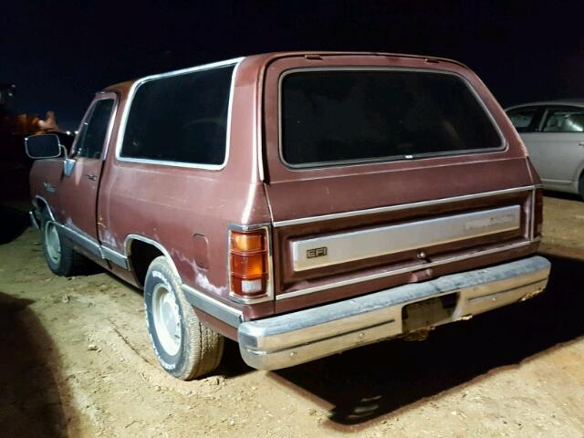 3B4GE17Y4KM953700 - 1989 DODGE RAMCHARGER BURGUNDY photo 3