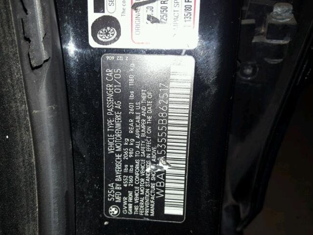 WBANA53555B862517 - 2005 BMW 525 I 黑色 照片 10