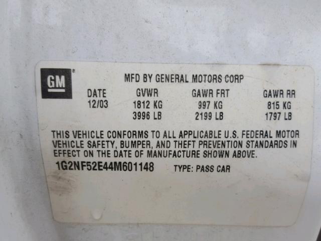 1G2NF52E44M601148 - 2004 PONTIAC GRAND AM S Ağ foto 10