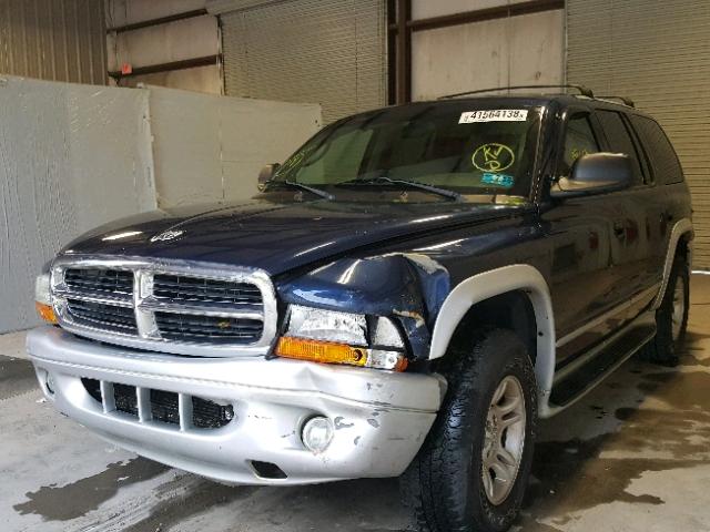 1D4HS58N23F591835 - 2003 DODGE DURANGO SL BLUE photo 2