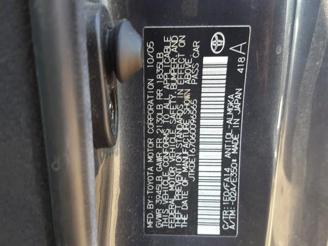 JTKDE167060096565 - 2006 TOYOTA SCION TC 灰色 照片 10