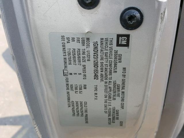 1GNDV23128D165482 - 2008 CHEVROLET UPLANDER L 银色 照片 10