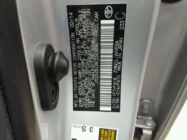 JTDZN3EU9E3342896 - 2014 TOYOTA PRIUS V SILVER photo 10