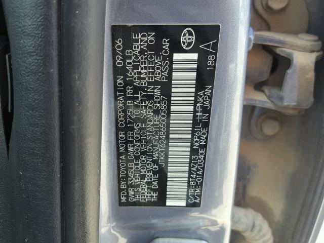 JTKKT624865005857 - 2006 TOYOTA SCION XA BLUE photo 10