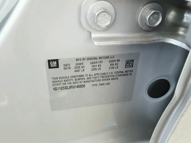 1G11C5SL3FU145656 - 2015 CHEVROLET MALIBU 1LT SILVER photo 10