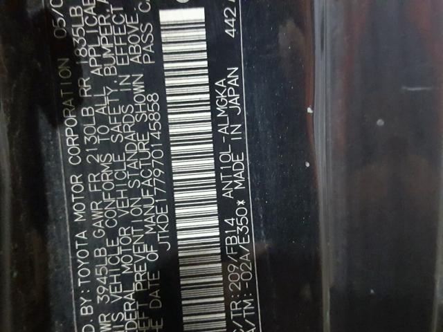 JTKDE177970145858 - 2007 TOYOTA SCION TC 黑色 照片 10