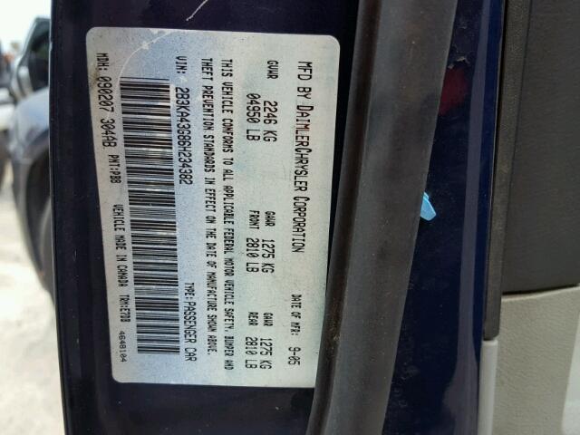 2B3KA43G86H234382 - 2006 DODGE CHARGER SE BLUE photo 10