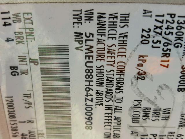 5LMEU88H64ZJ00908 - 2004 LINCOLN AVIATOR 灰色 照片 10