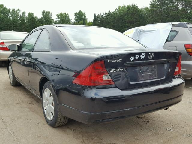 1HGEM22931L106736 - 2001 HONDA CIVIC SI BLACK photo 3