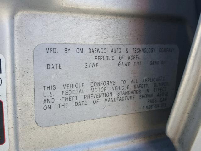 KL1TD66606B514788 - 2006 CHEVROLET AVEO BASE Күміс фото 10