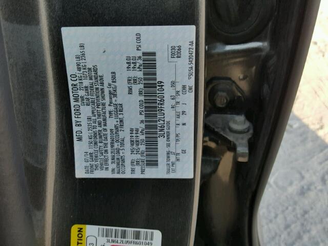 3LN6L2LU9FR601049 - 2015 LINCOLN MKZ HYBRID GRAY photo 10