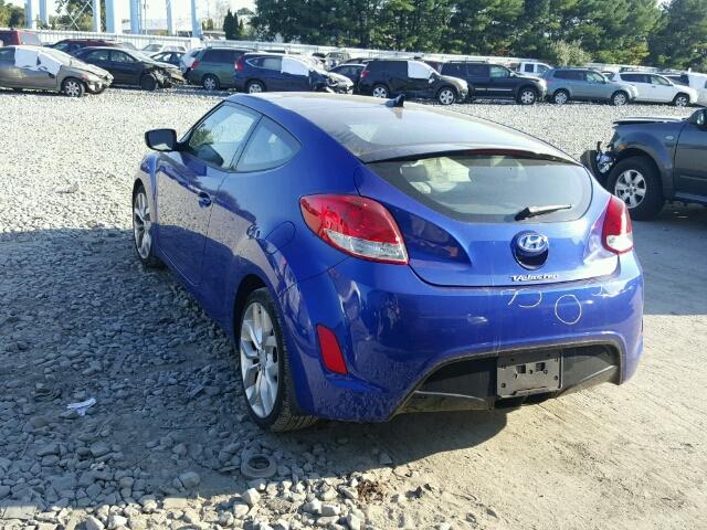 KMHTC6ADXCU045867 - 2012 HYUNDAI VELOSTER B BLUE photo 3