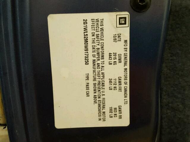 2G1WL52M0W9173250 - 1998 CHEVROLET LUMINA BAS ლურჯი ფოტო 10