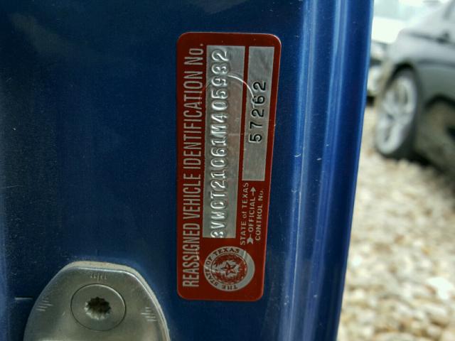 3VWCT21C61M405932 - 2001 VOLKSWAGEN NEW BEETLE 蓝色 照片 10