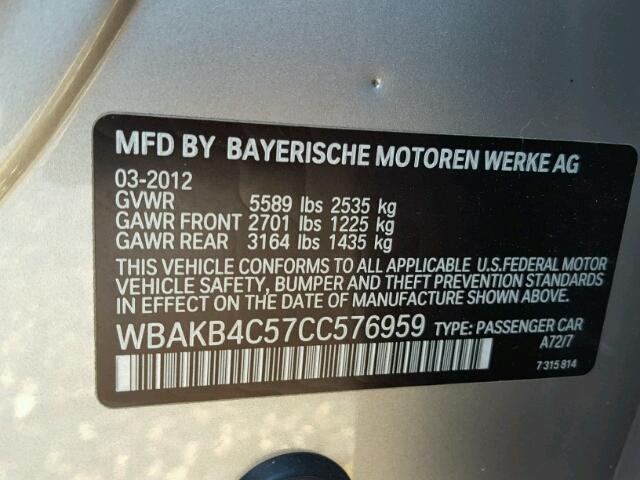 WBAKB4C57CC576959 - 2012 BMW 740 LI GOLD photo 10