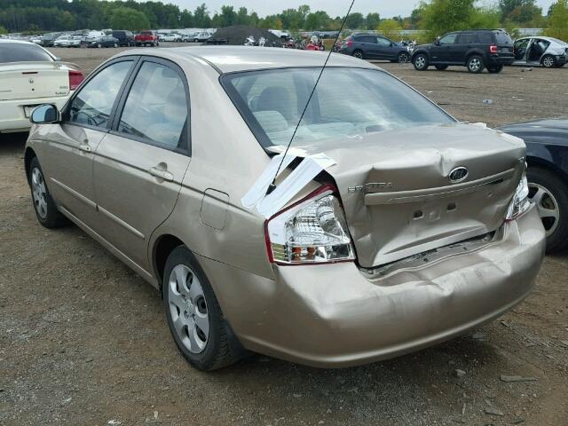 KNAFE221X95592629 - 2009 KIA SPECTRA EX TAN photo 3